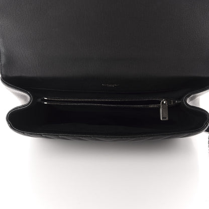Saint Laurent Sheepskin Matelasse Chevron Monogram Large College Satchel Black 4 of 12