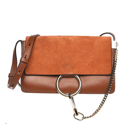 Chloe Suede Calfskin Small Faye Shoulder Bag Tobacco 1 of 7