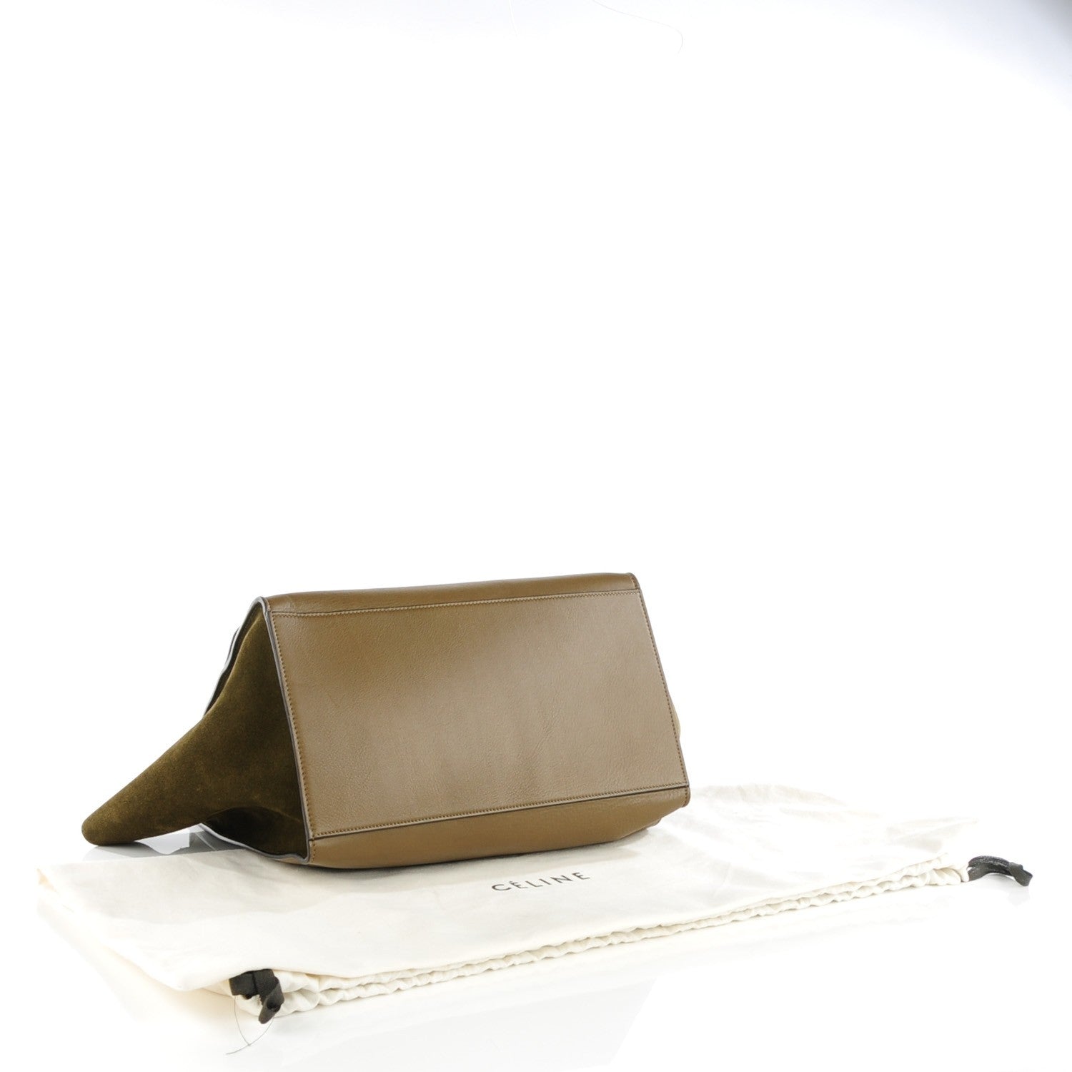 Celine Nubuck Crocodile Embossed Large Trapeze Olive 4 of 8