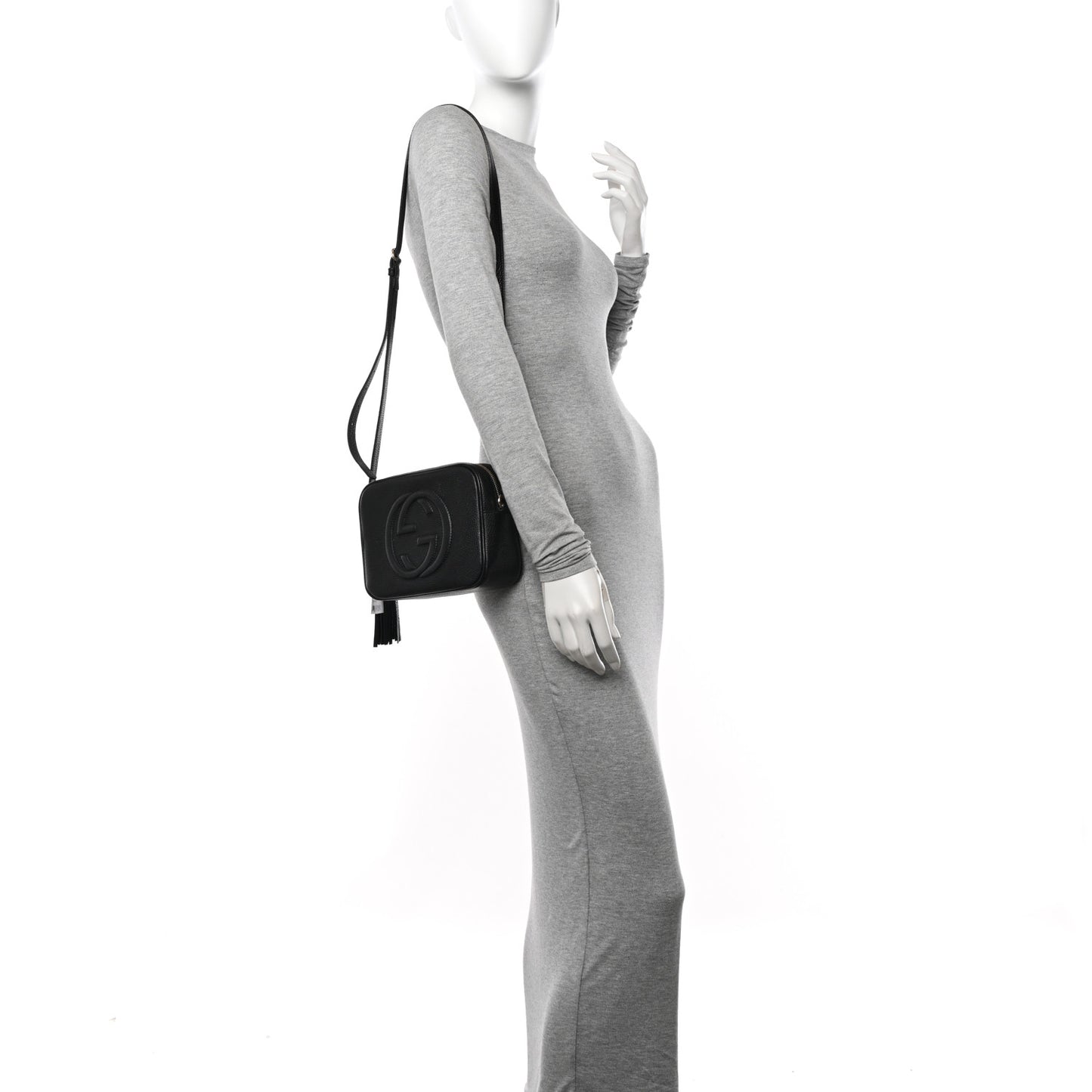 Pebbled Calfskin Small Soho Disco Bag Black
