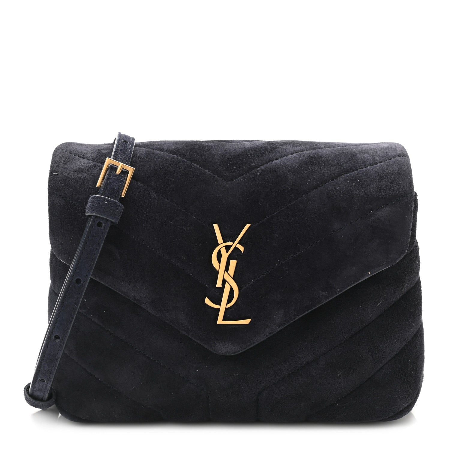 Saint Laurent Suede Toy Loulou Shoulder Bag Deep Marine 1 of 11
