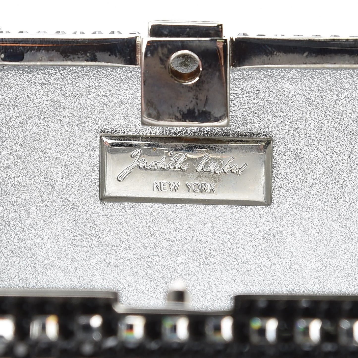 Crystal Minaudière Clutch Black Silver