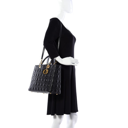 Christian Dior Lambskin Cannage Large Lady Dior Black 2 of 11