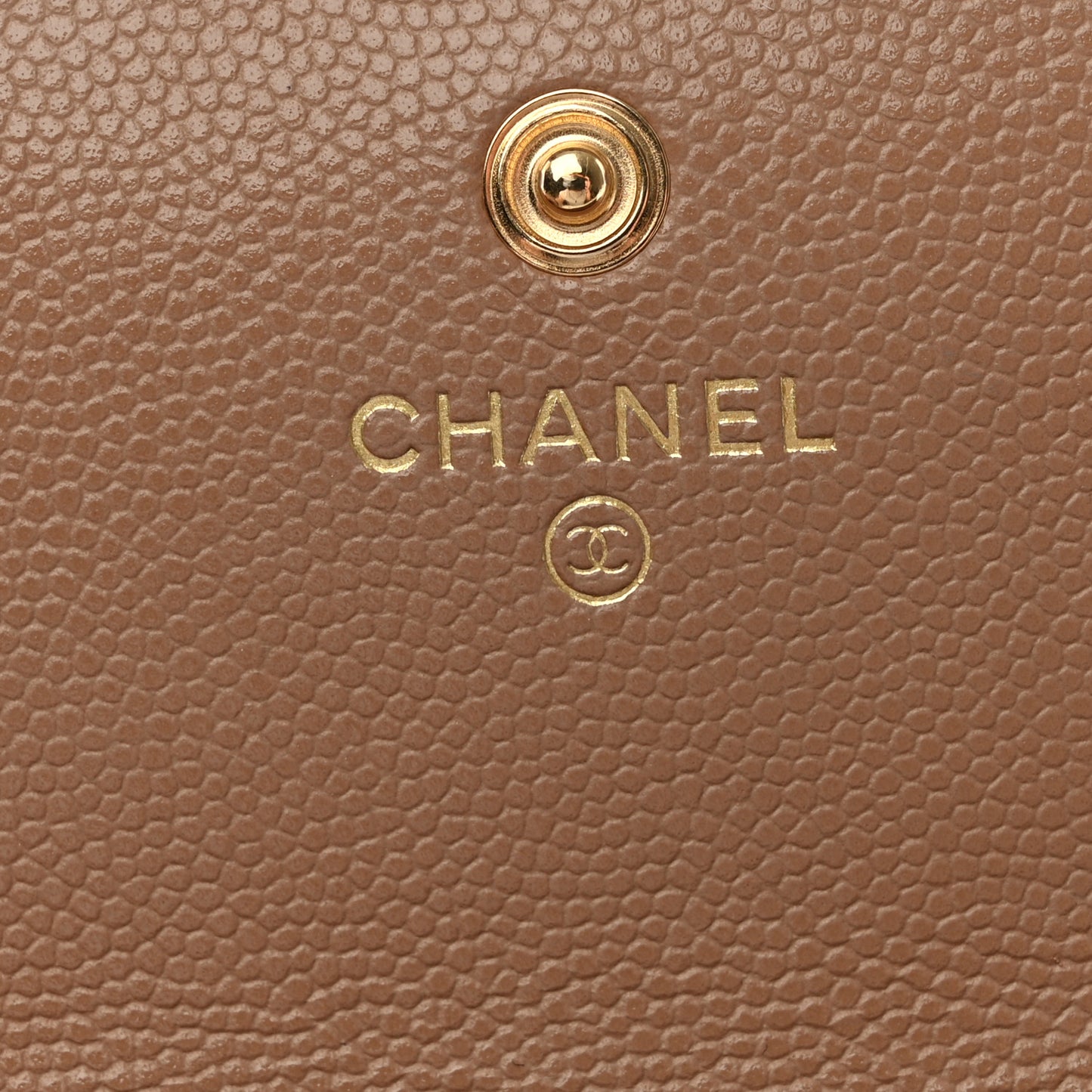 Caviar Quilted Chain CC Long Flap Wallet Dark Beige