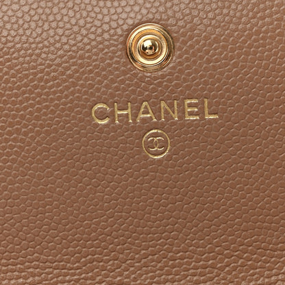 Chanel Caviar Quilted Chain CC Long Flap Wallet Dark Beige 6 of 9