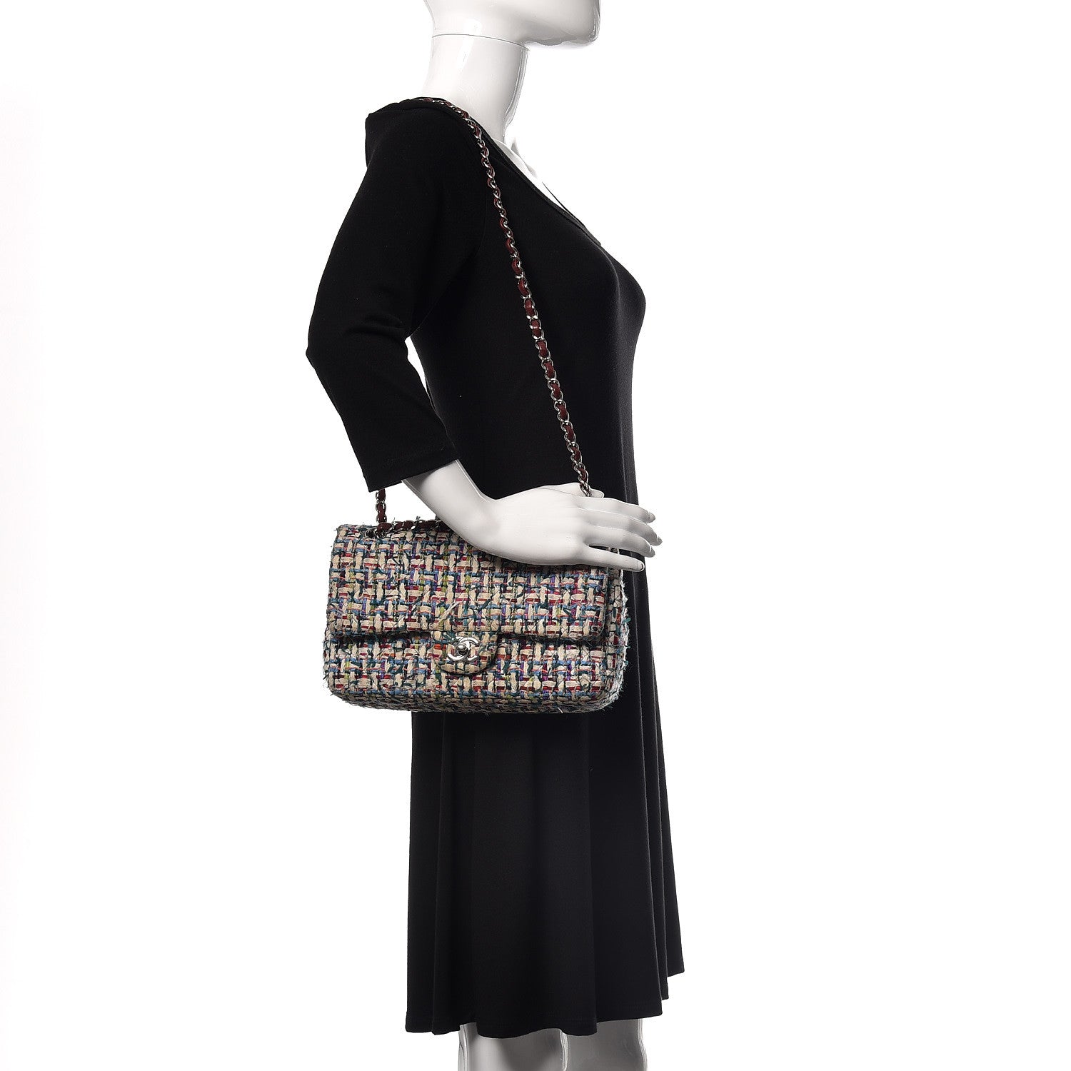 Chanel Tweed Quilted Medium Double Flap Multicolor 2 of 17