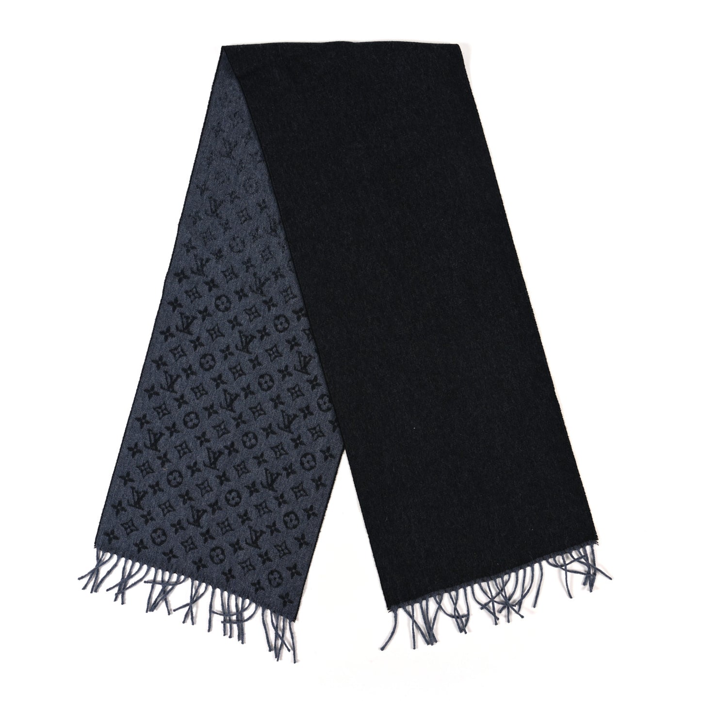 Cashmere Wool Monogram Gradient Scarf Black
