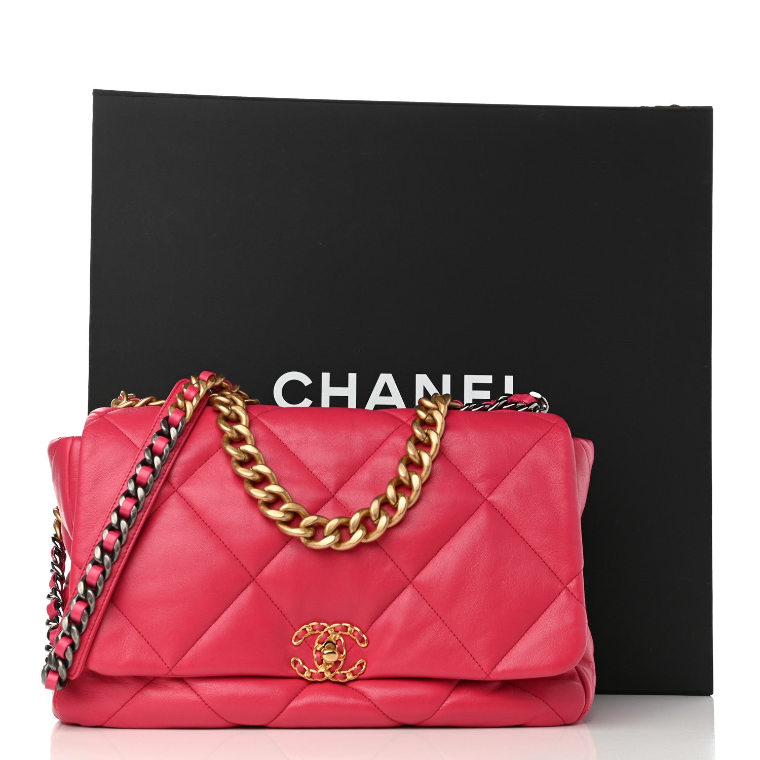 Chanel Lambskin Quilted Maxi Chanel 19 Flap Pink 11 of 11