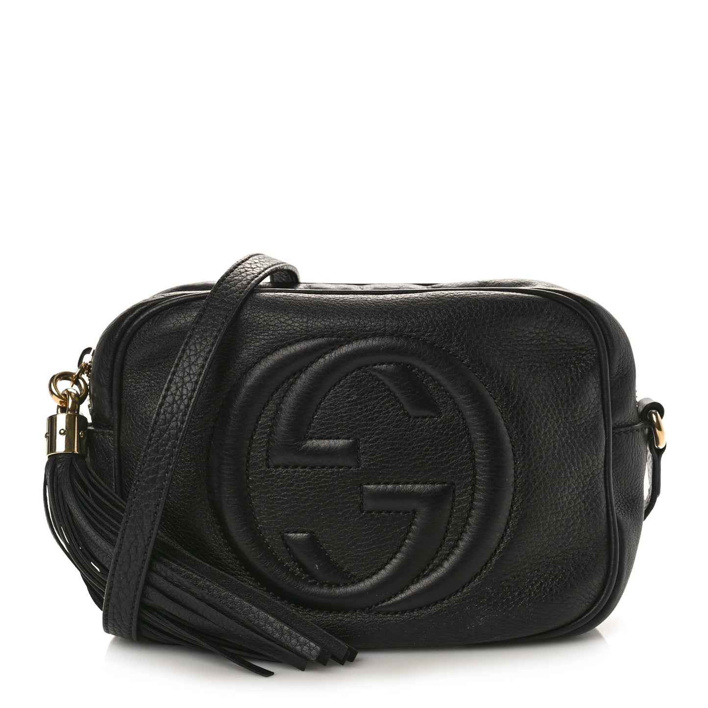 Pebbled Calfskin Small Soho Disco Bag Black