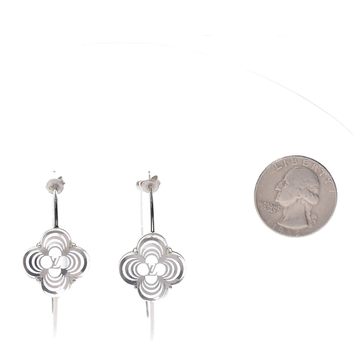 Louis Vuitton A La Folie Hoop Earrings Silver 2 of 5