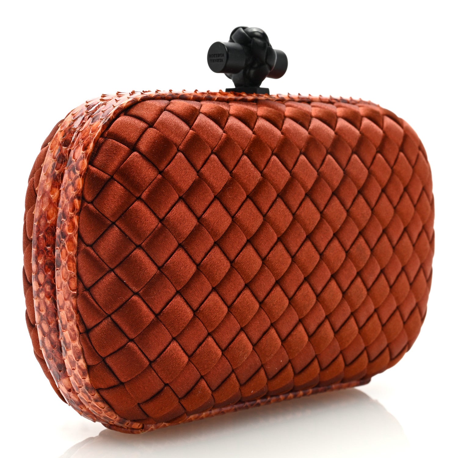 Bottega Veneta Satin Intreccio Impero Ayers Knot Clutch Orange 3 of 8