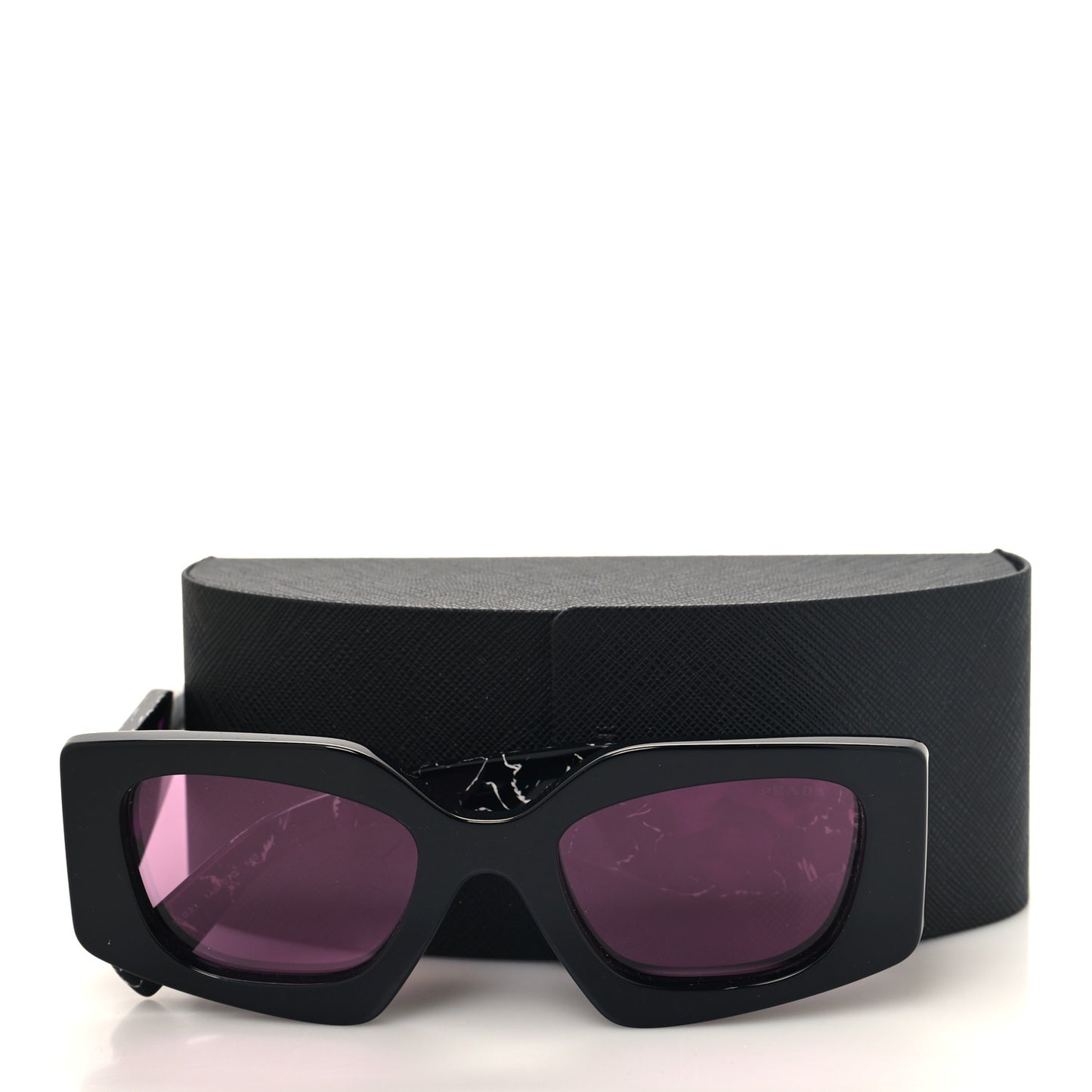 Acetate Square Sunglasses SPR 15Y Black Dark Violet