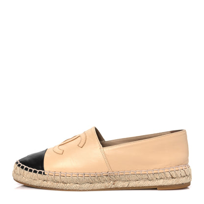 Chanel Lambskin CC Espadrilles 38 Beige Black 1 of 9