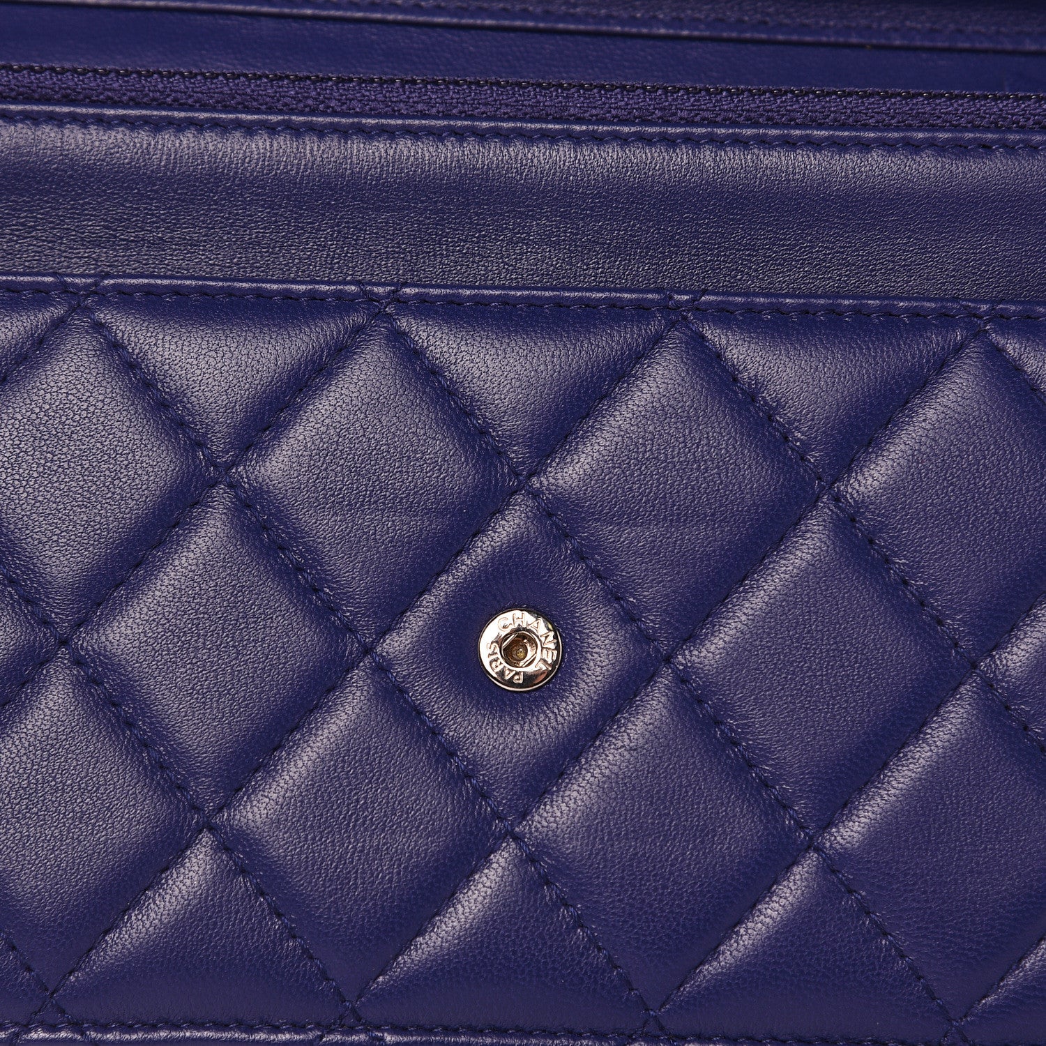 Chanel Lambskin Quilted Wallet On Chain WOC Blue 14 of 15