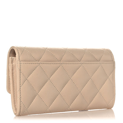 Chanel Caviar Pearl Quilted Coco Candy Wallet Beige 3 of 11