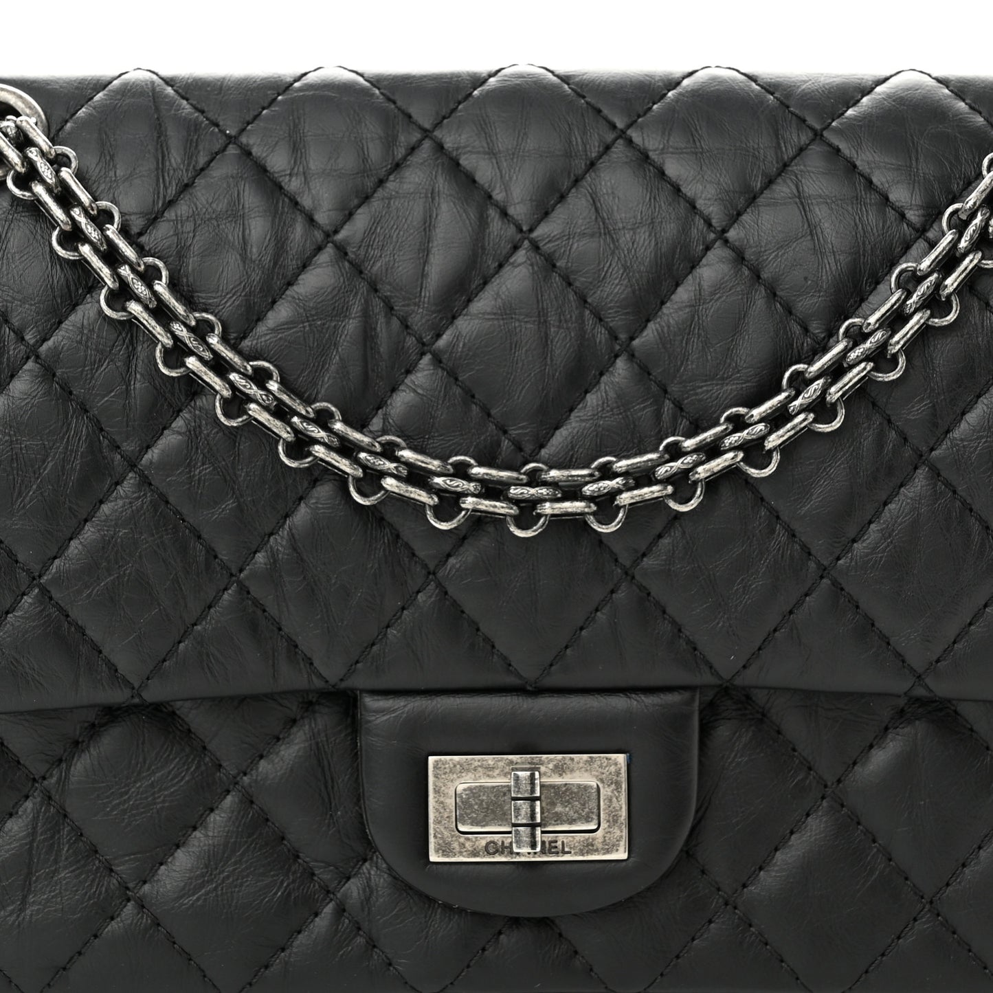 Aged Calfskin Quilted 2.55 Reissue 225 Flap Black