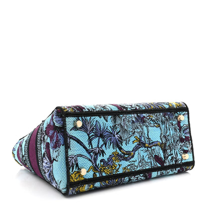 Christian Dior Canvas Toile de Jouy Voyage Embroidered Medium Lady D-Lite Celestial Blue 4 of 12