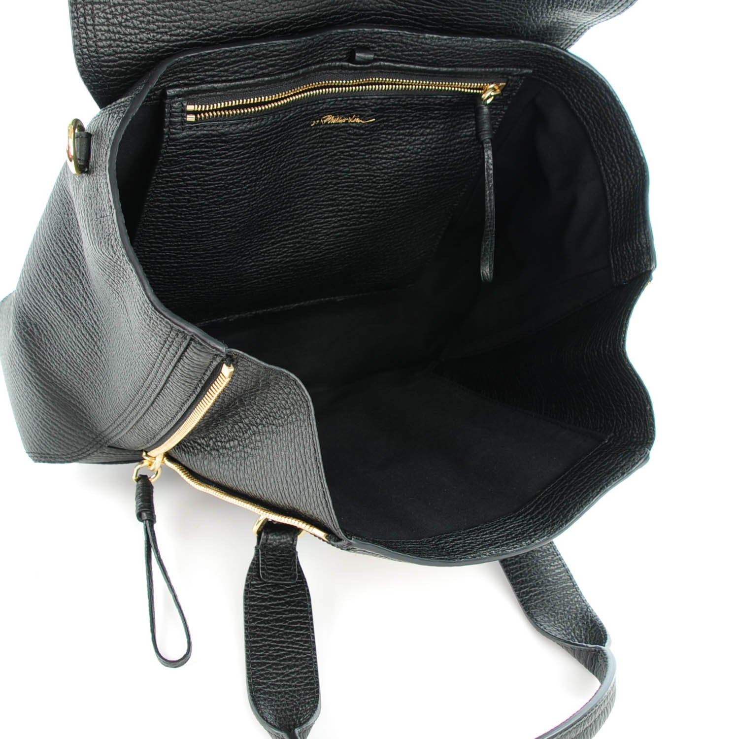 3.1 Phillip Lim 3.1 Textured Calfskin Medium Pashli Satchel Black 5 of 7