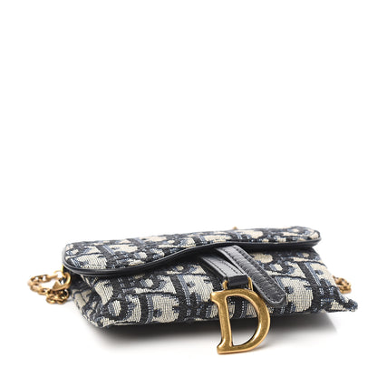 Christian Dior Oblique Nano Saddle Chain Pouch Blue 3 of 8