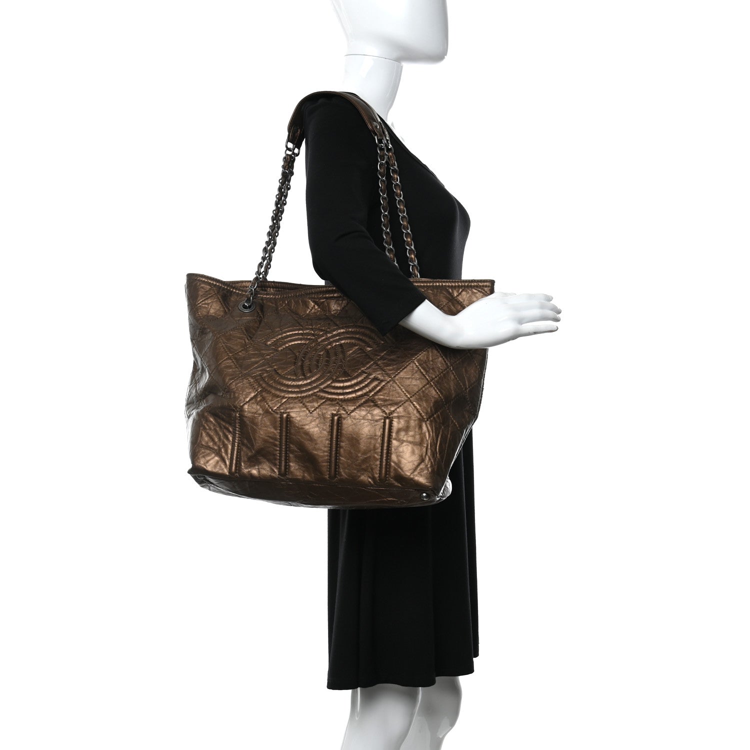 Chanel Metallic Aged Calfskin Large Shopping In Moscow Tote Bronze 2 of 9