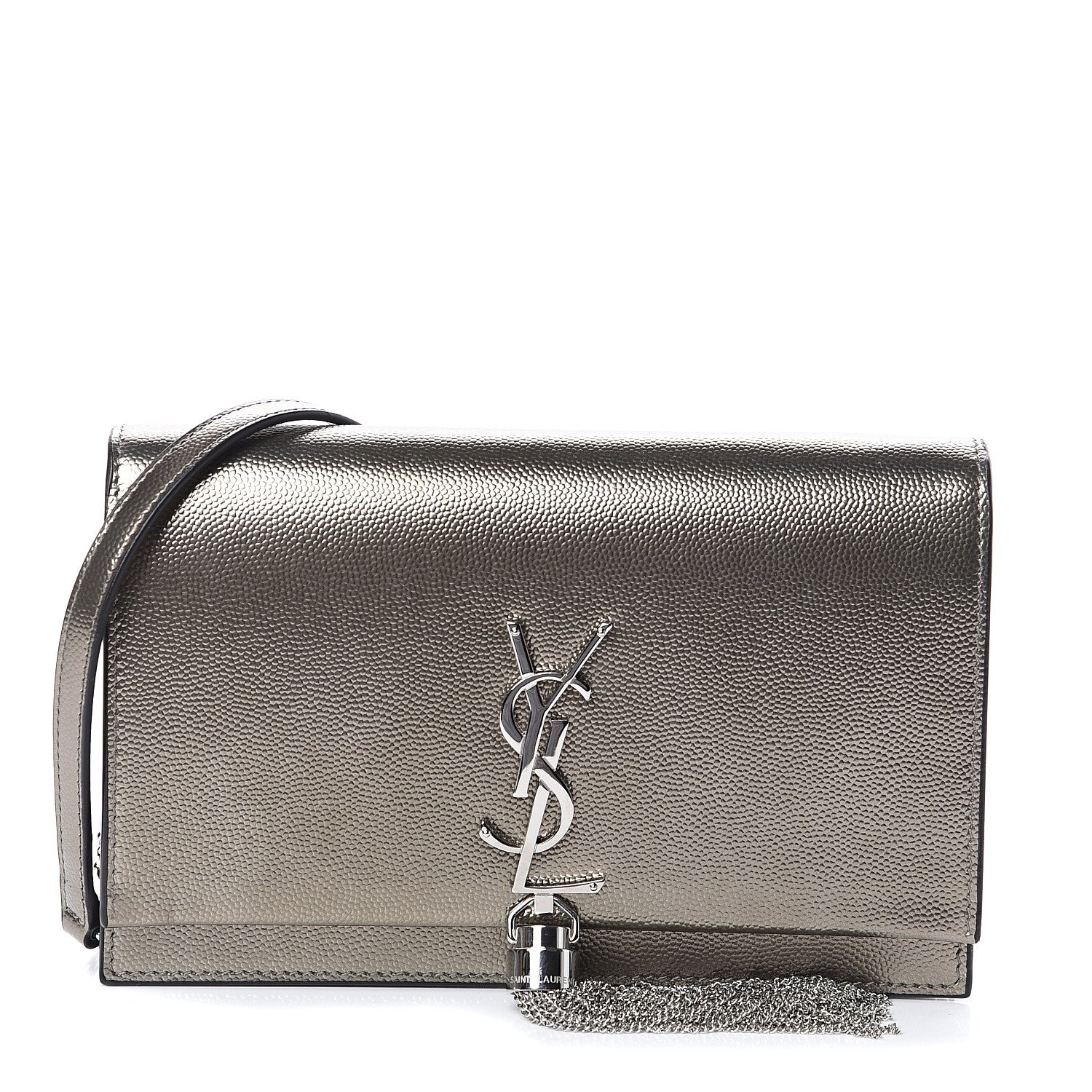 Saint Laurent Grain De Poudre Classic Monogram Kate Tassel Chain Wallet Piombo 1 of 7