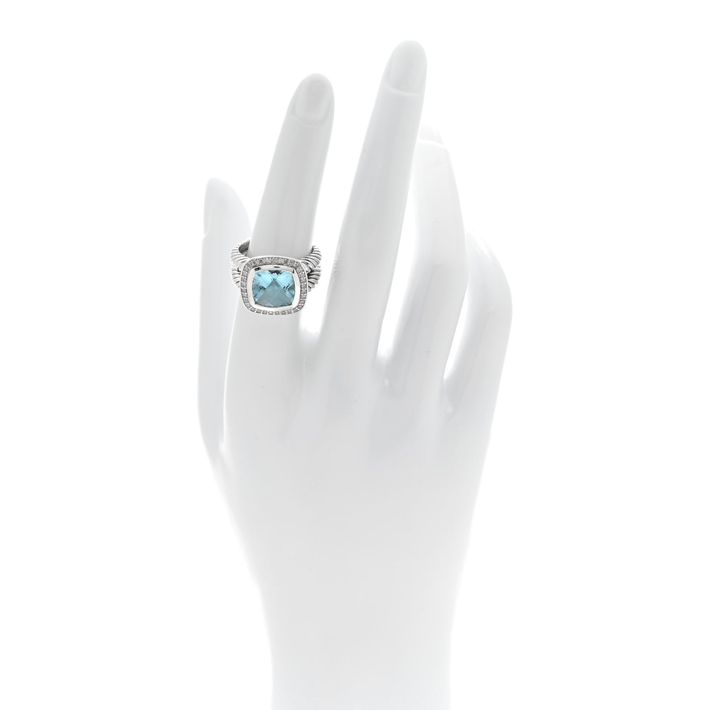 Sterling Silver Diamond Blue Topaz 11mm Albion Ring 54 6.75