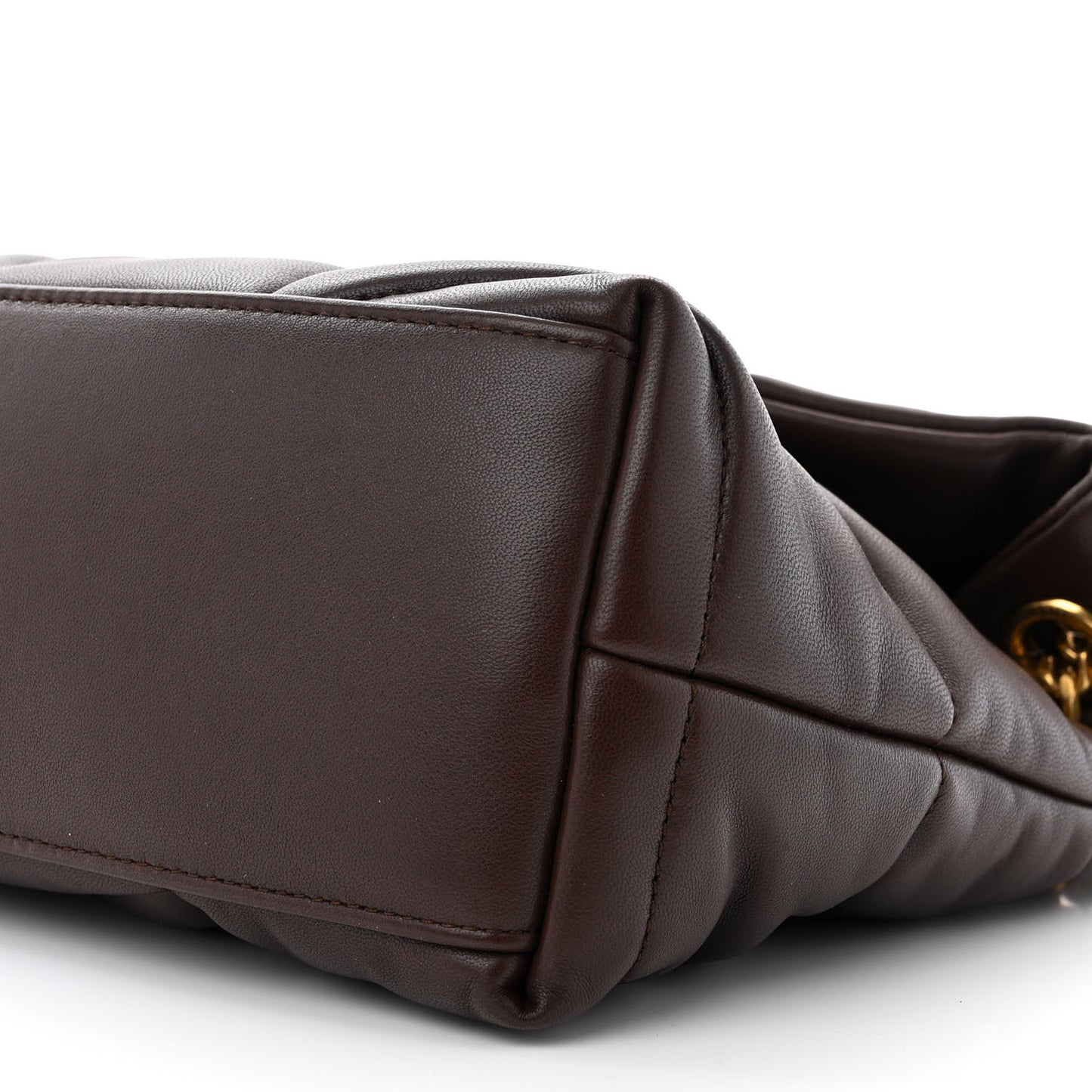 Lambskin Quilted Small Loulou Puffer Monogram Chain Satchel Dark Ganache