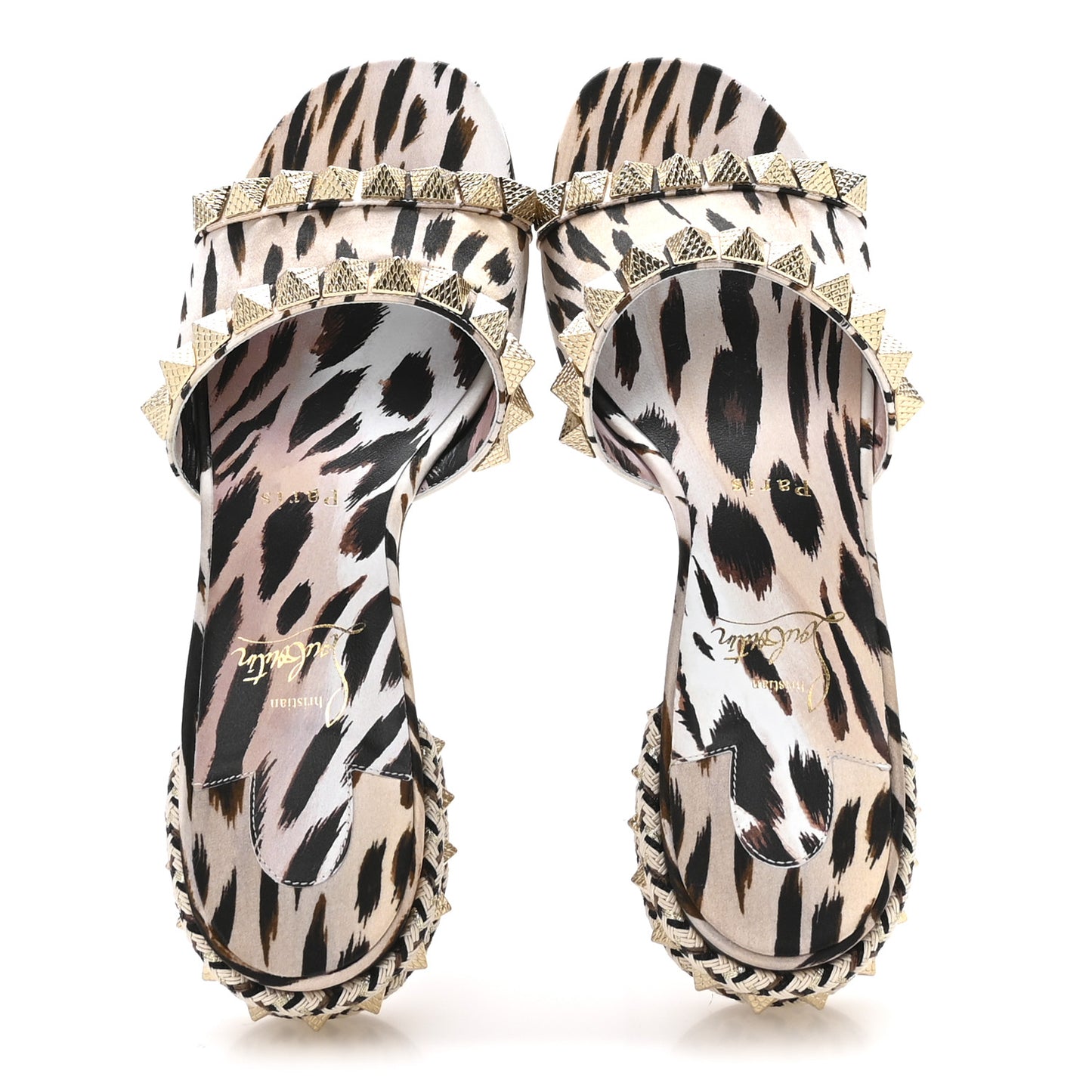Crepe Satin Leopard Print Pyramule 30mm Sandals 38 Multicolor