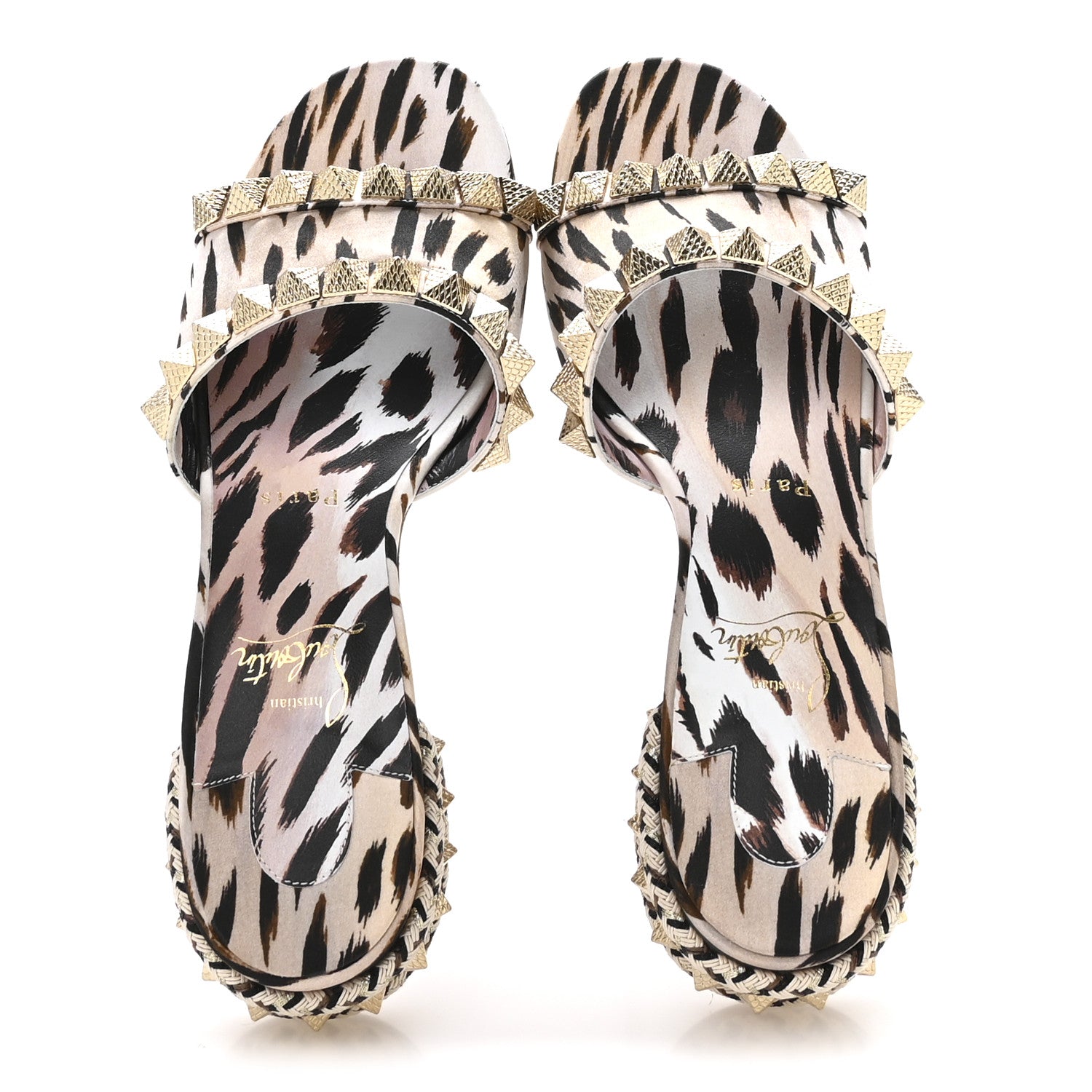 Christian Louboutin Crepe Satin Leopard Print Pyramule 30mm Sandals 38 Multicolor 2 of 7