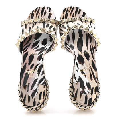 Christian Louboutin Crepe Satin Leopard Print Pyramule 30mm Sandals 38 Multicolor 2 of 7