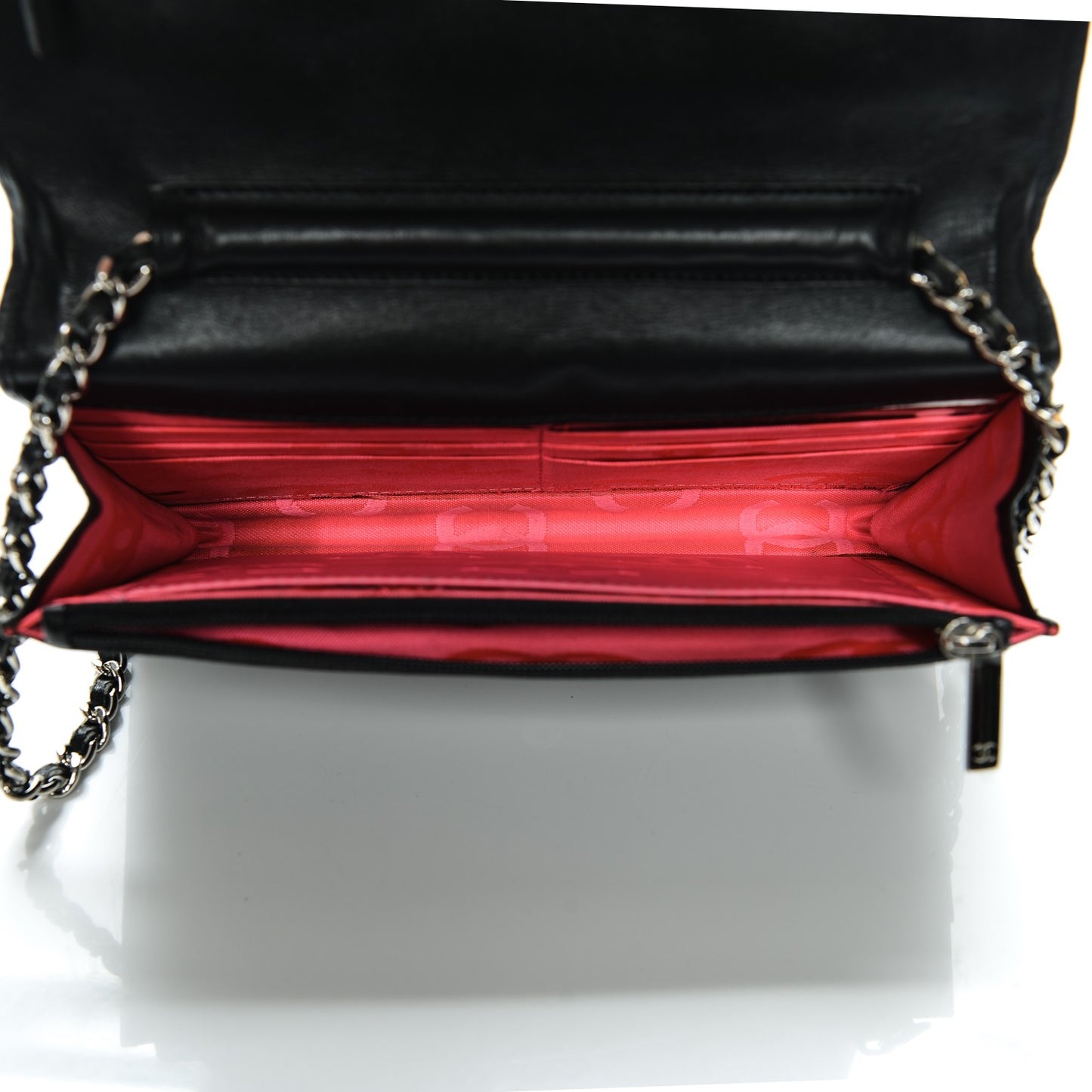 Calfskin Quilted Cambon Wallet On Chain WOC Black