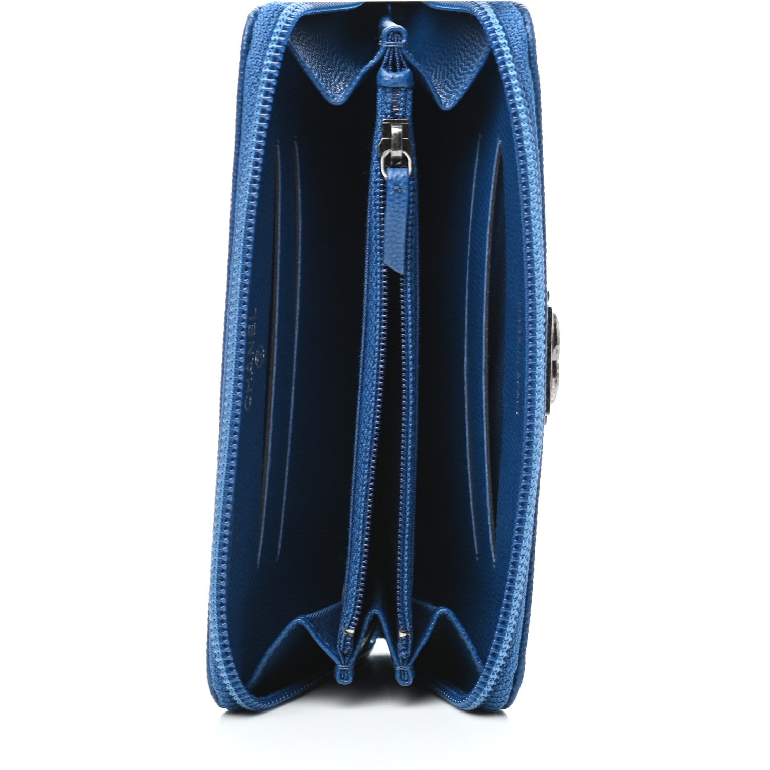 Chanel Caviar Quilted Boy Small Zip Around Wallet Blue 5 of 7