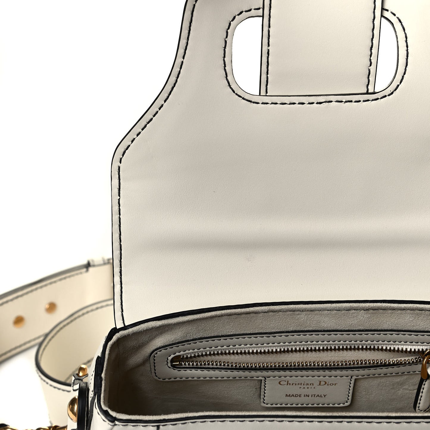 Calfskin Mini D Fence Saddle Bag White