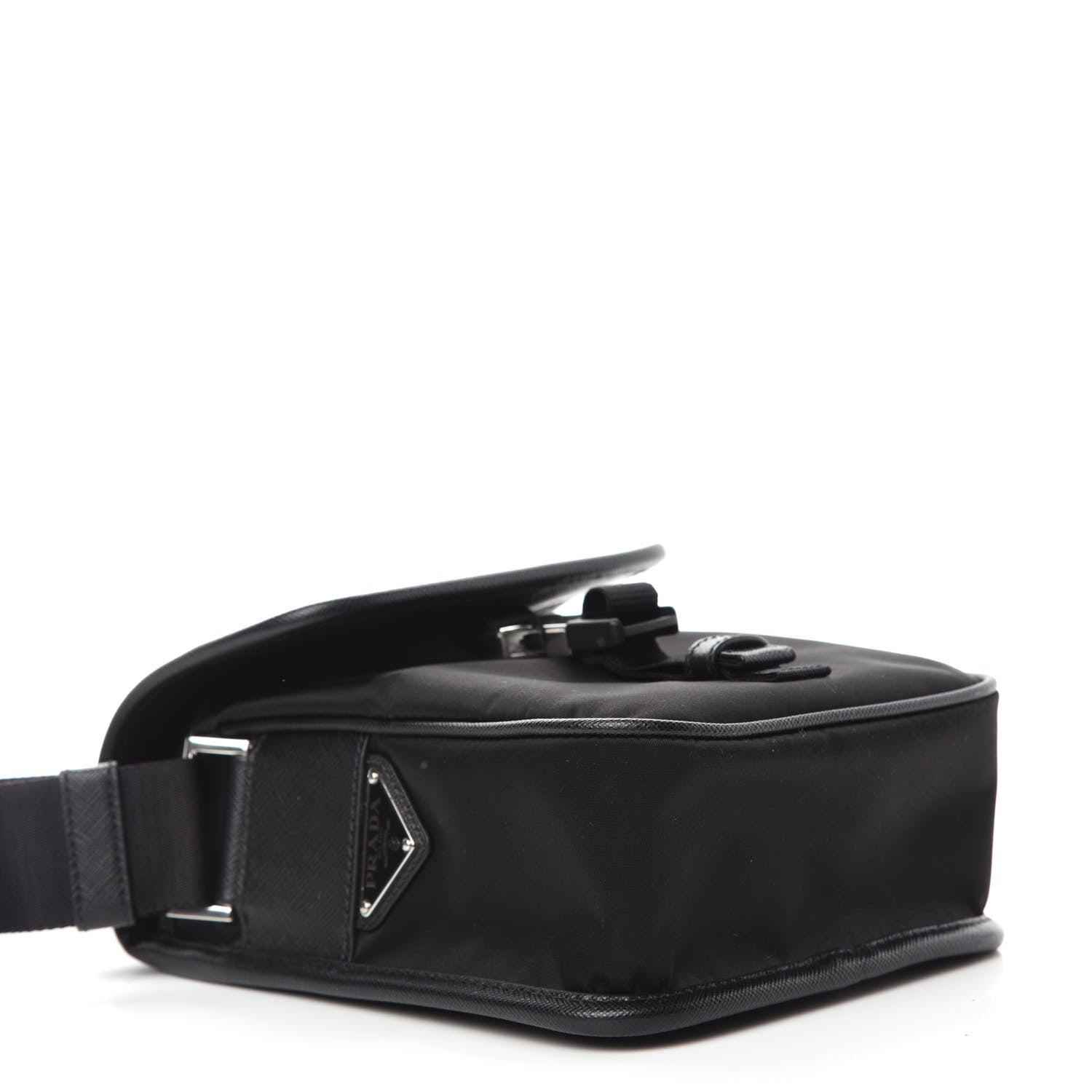 Prada Tessuto Nylon Saffiano Logo Messenger Bag Black 4 of 10