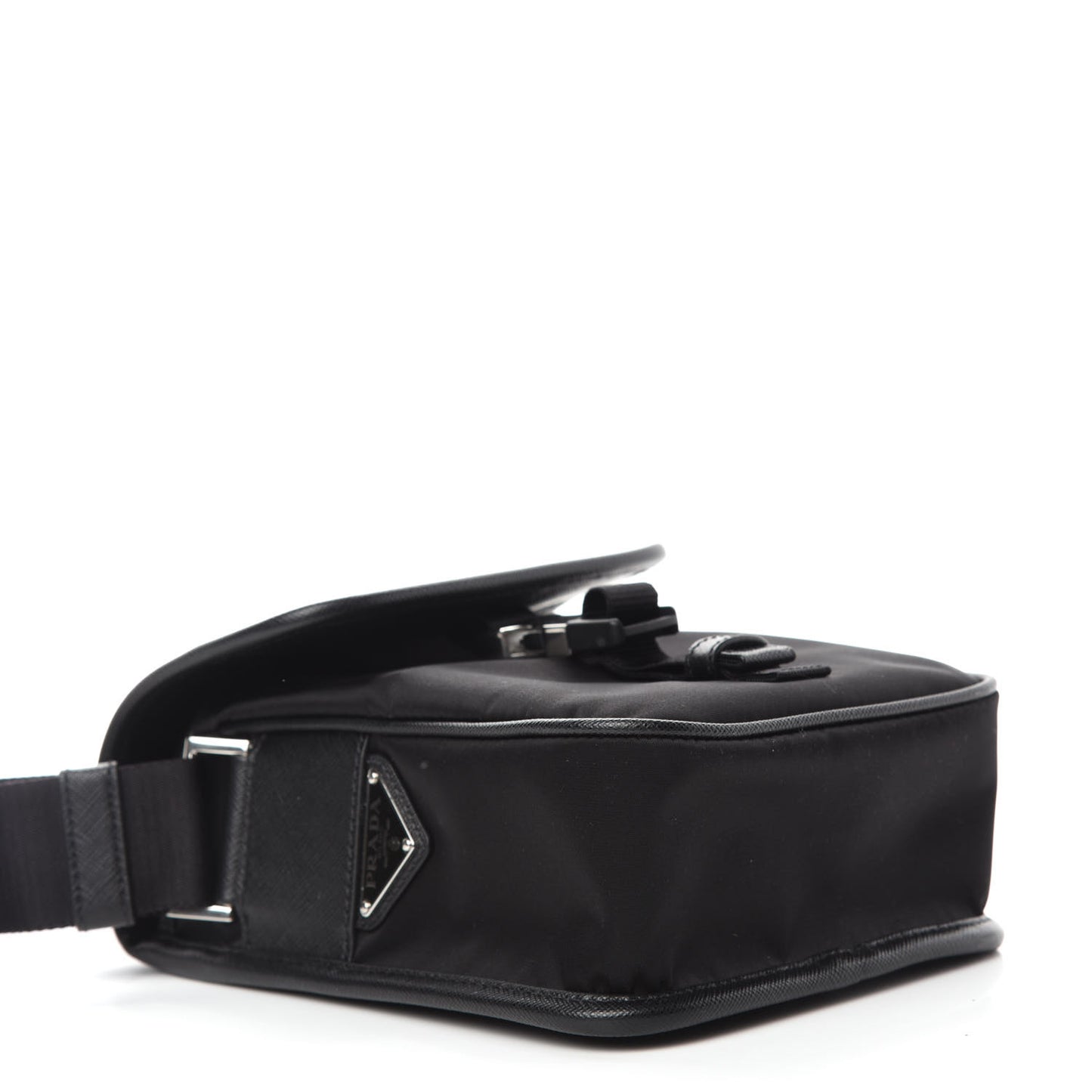 Tessuto Nylon Saffiano Logo Messenger Bag Black