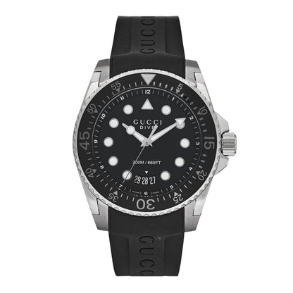 Gucci Stainless Steel Rubber 45mm Dive Quartz Watch Black 1 of 4