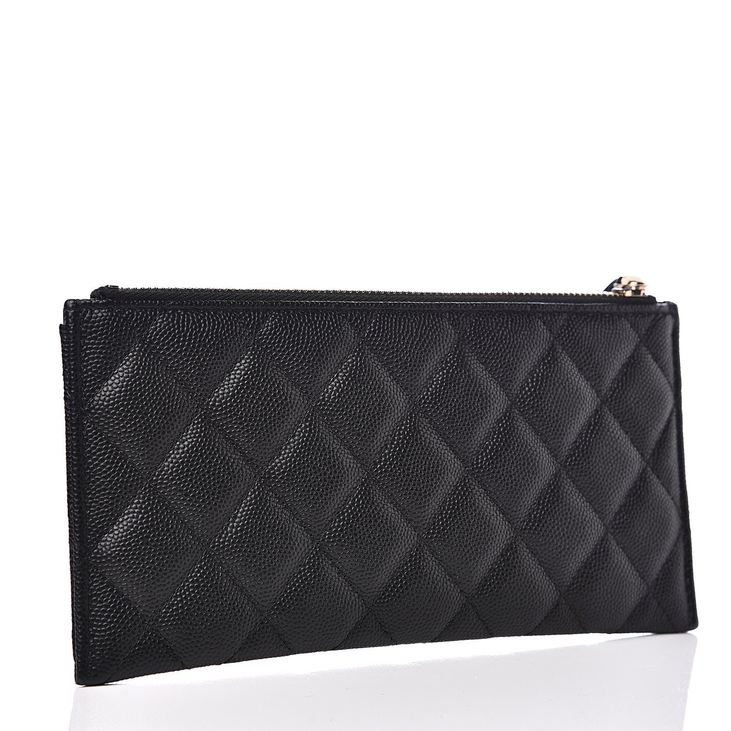 Iridescent Caviar Quilted Classic Zip Pouch Black