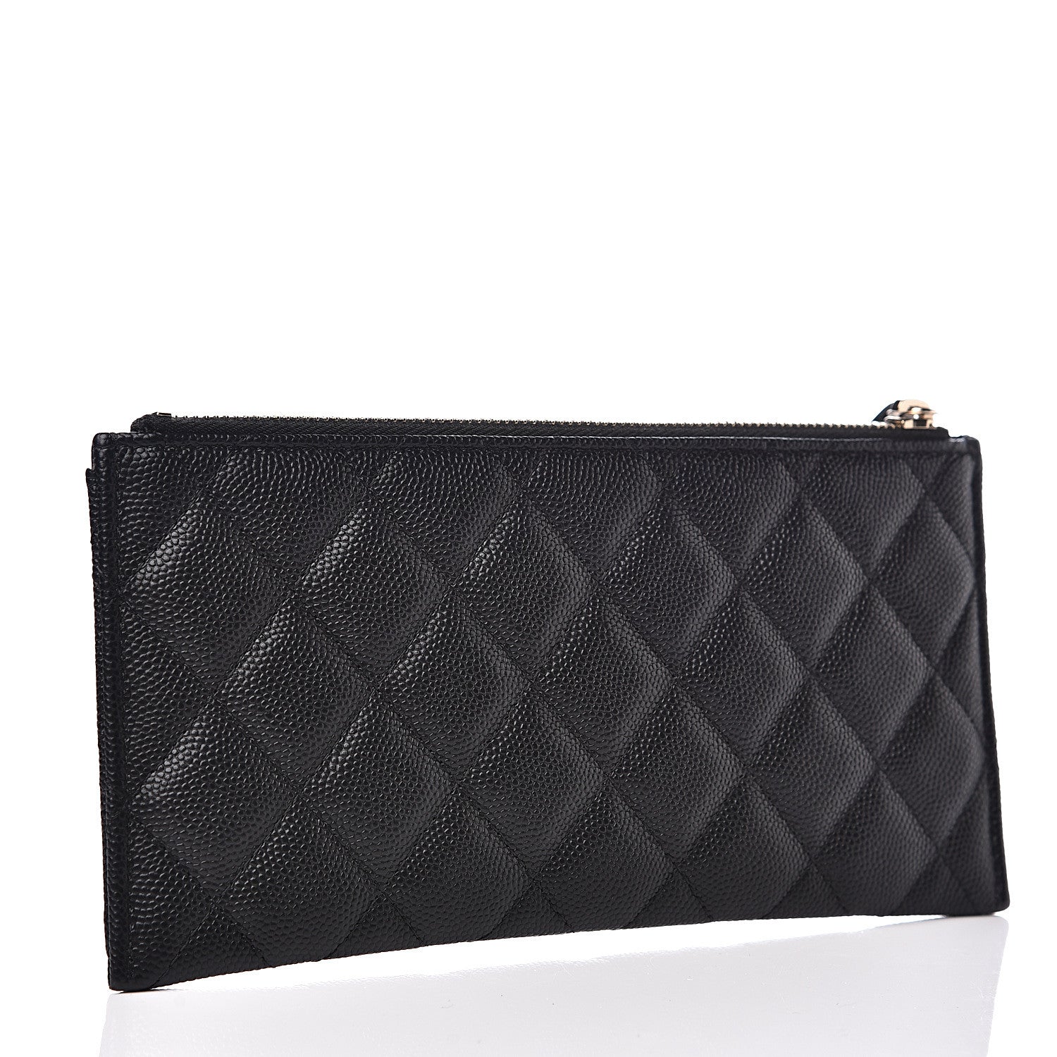 Chanel Iridescent Caviar Quilted Classic Zip Pouch Black 2 of 6