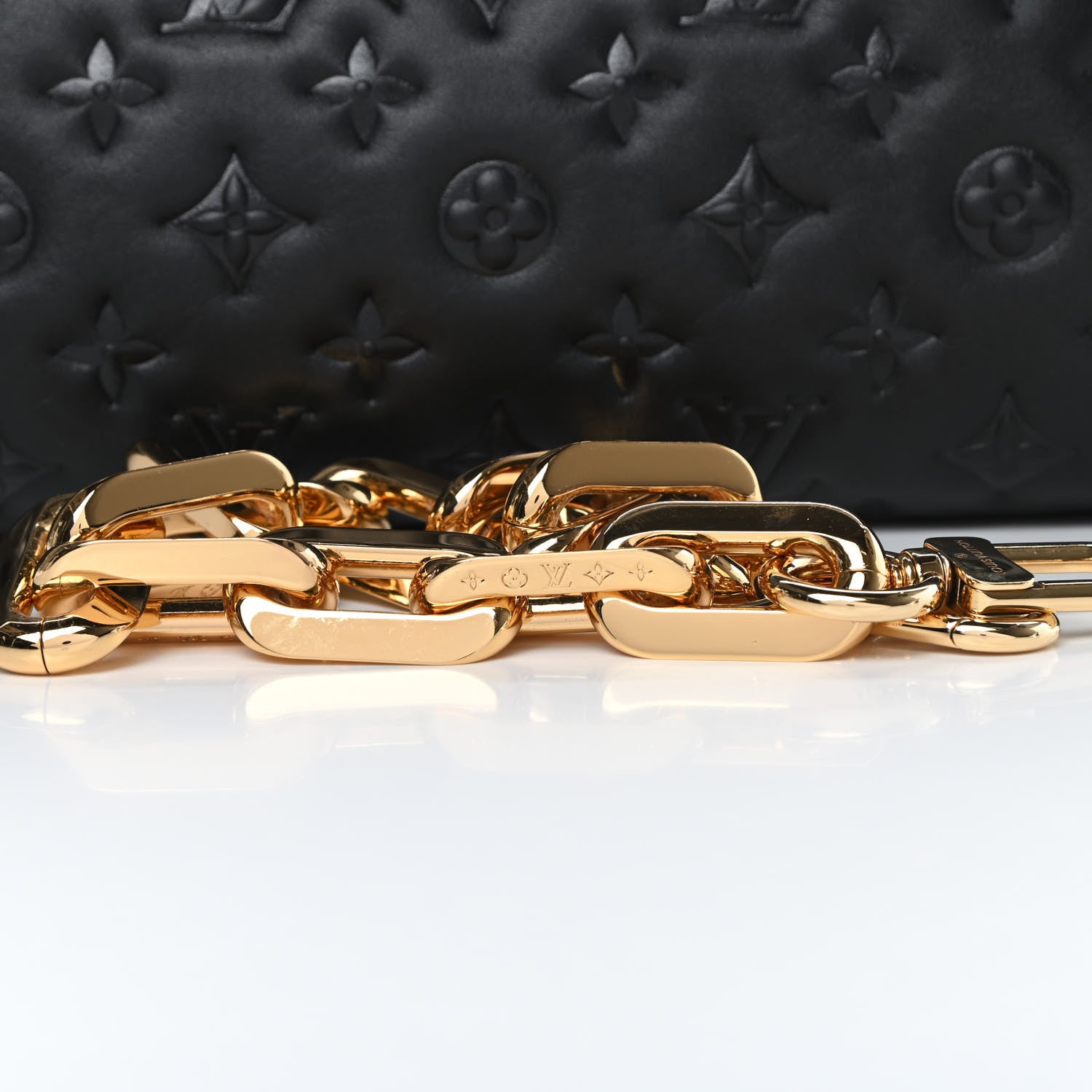 Louis Vuitton Lambskin Embossed Monogram Coussin MM Black 13 of 13