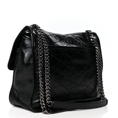 Saint Laurent Crinkled Calfskin Matelasse Monogram Medium Niki Chain Satchel Black 3 of 10