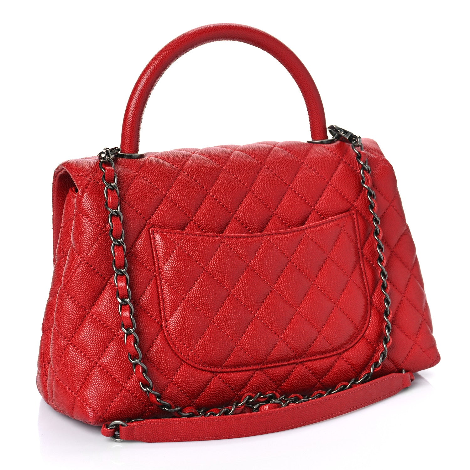 Chanel Caviar Quilted Small Coco Handle Flap Red 3 of 10