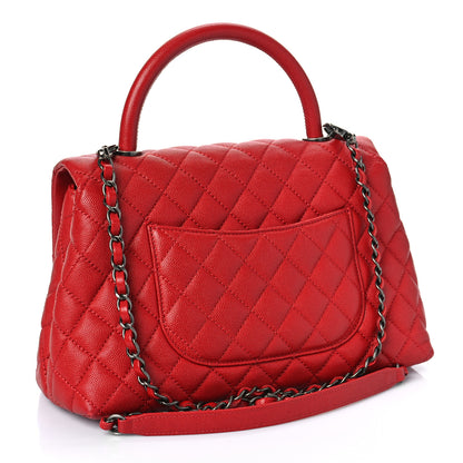 Chanel Caviar Quilted Small Coco Handle Flap Red 3 of 10