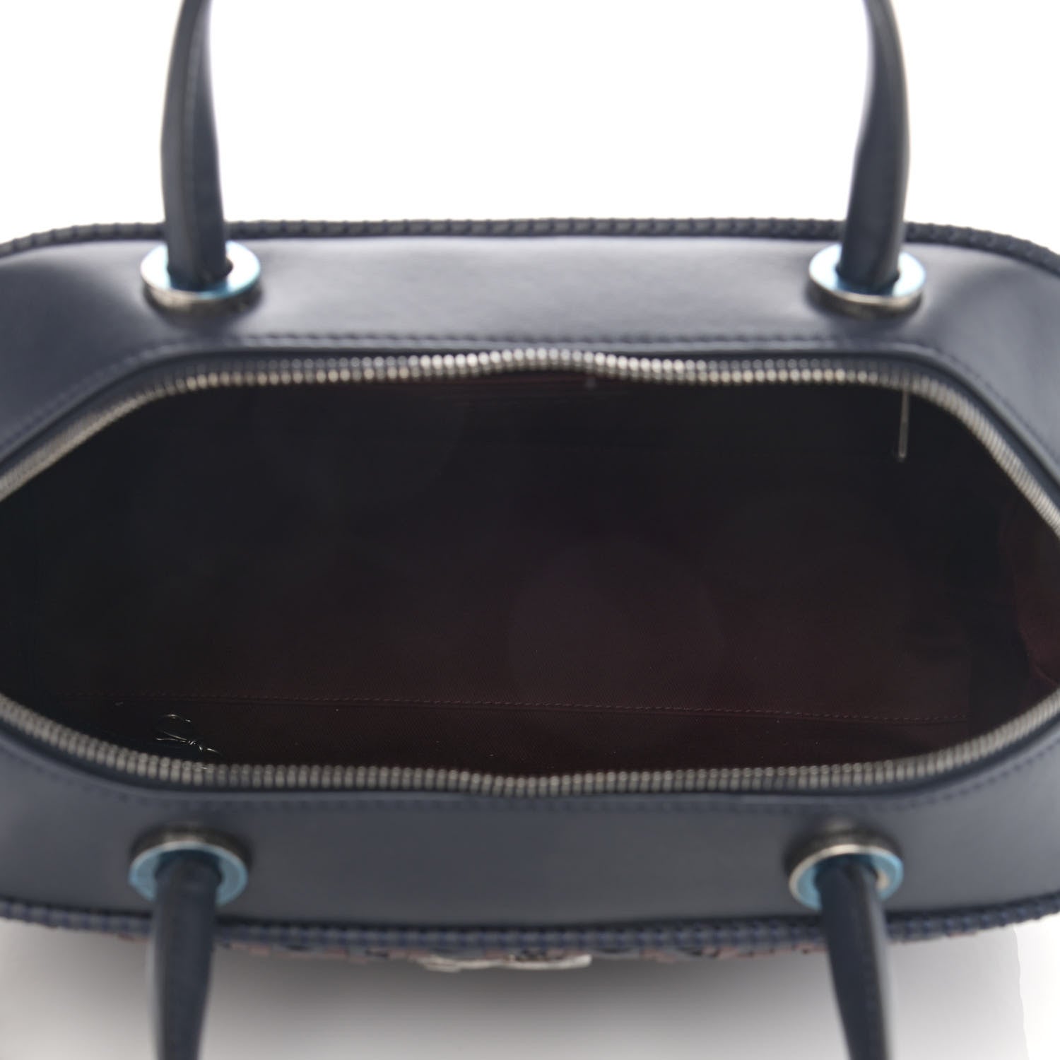 Chanel Calfskin Woven Bowling Bag Navy Blue 5 of 11