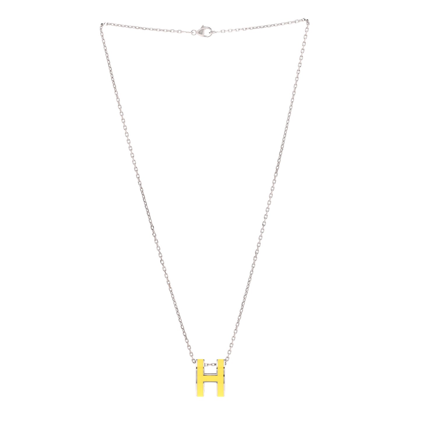 Lacquered Palladium Pop H Pendant Necklace Jaune Mimosa