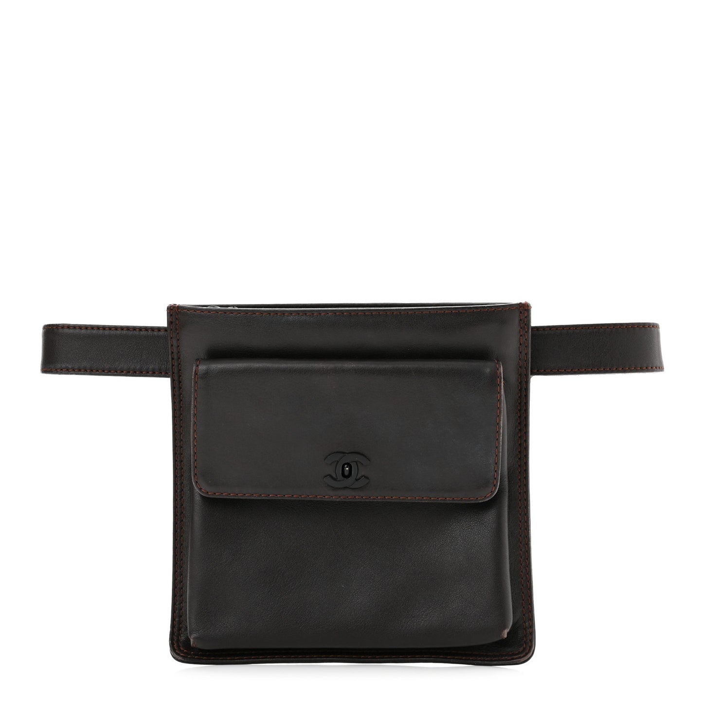 Lambskin Flap Waist Belt Bag 80 32 Brown