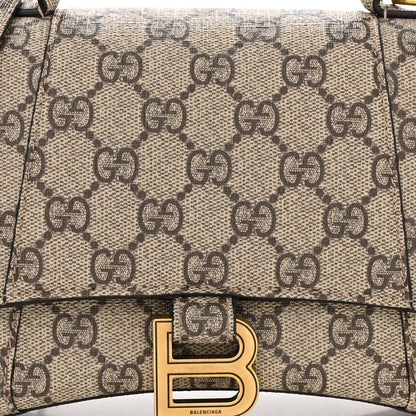Balenciaga X GUCCI GG Supreme Monogram Small Hourglass Top Handle Bag Beige Ebony 9 of 12