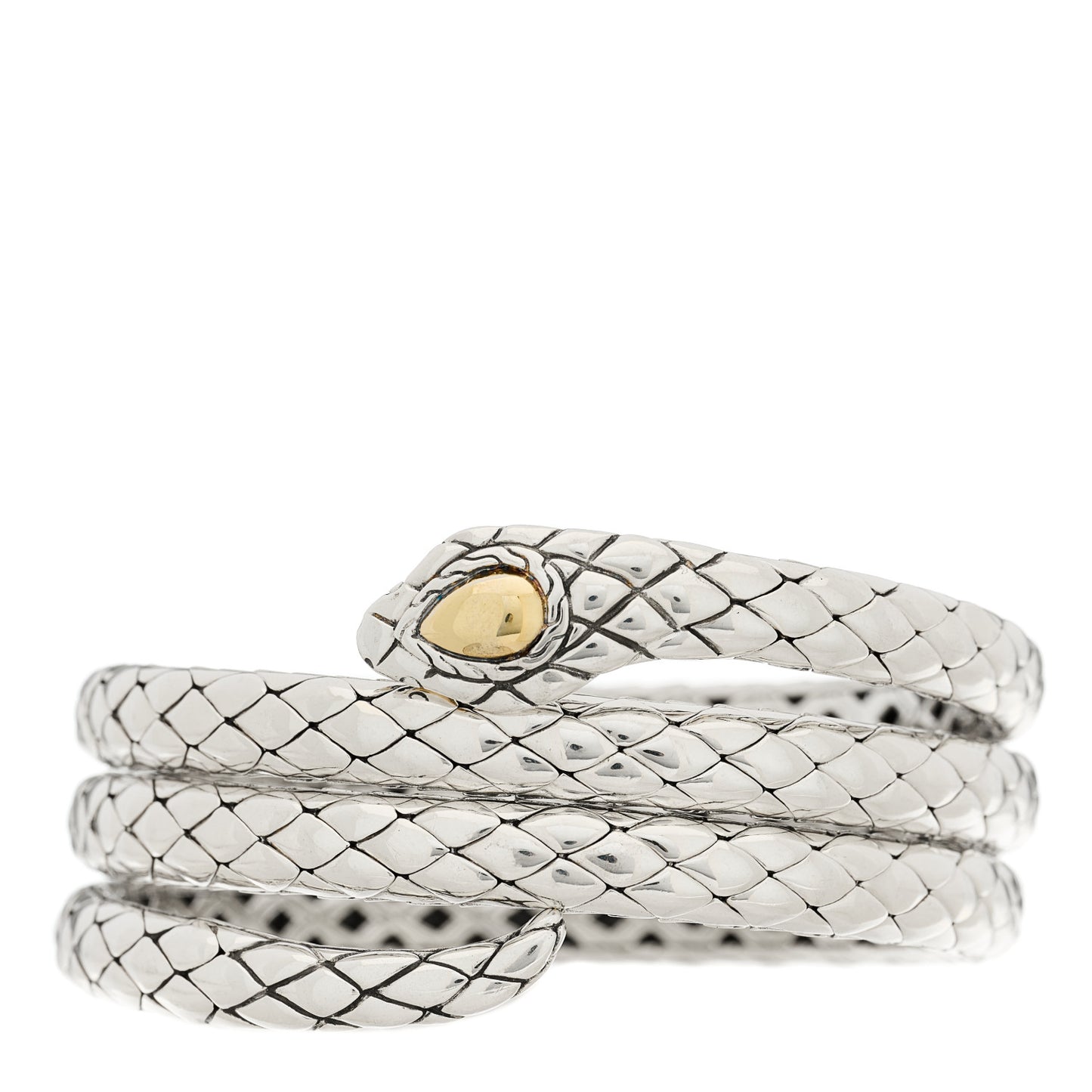 Sterling Silver 18K Yellow Gold Snake Triple Wrap Bracelet