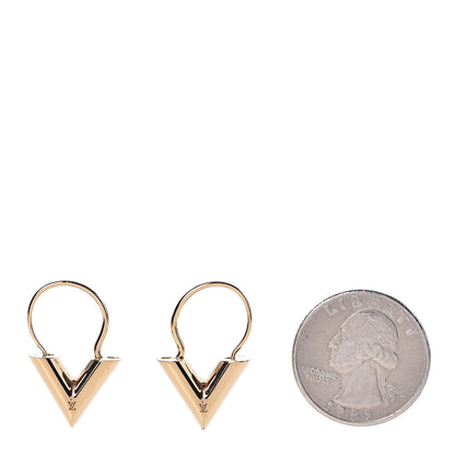 Louis Vuitton Brass Essential V Hoop Earrings Gold 2 of 5