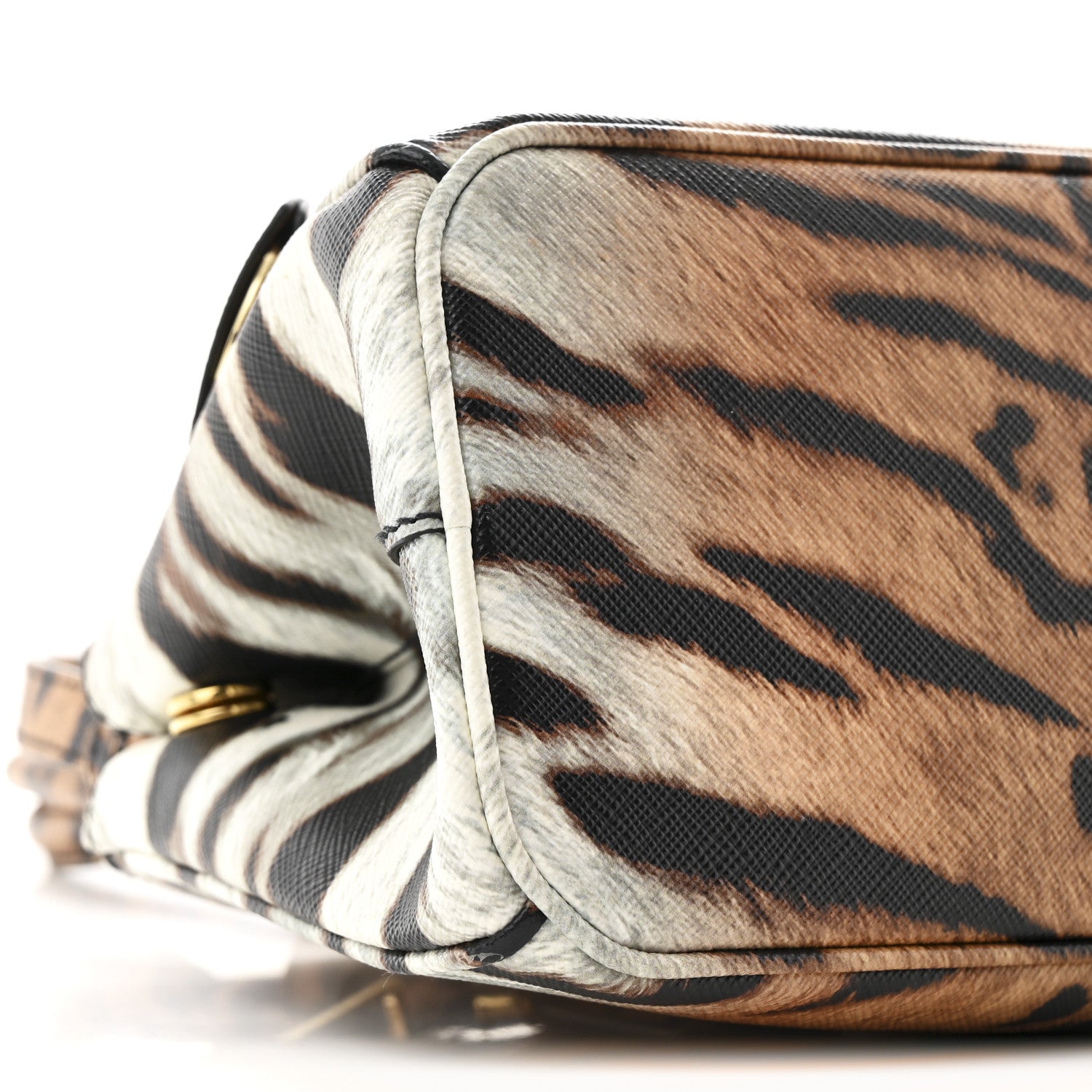 Prada Saffiano Printed Medium East West Galleria Double Zip Bag Miele 9 of 11