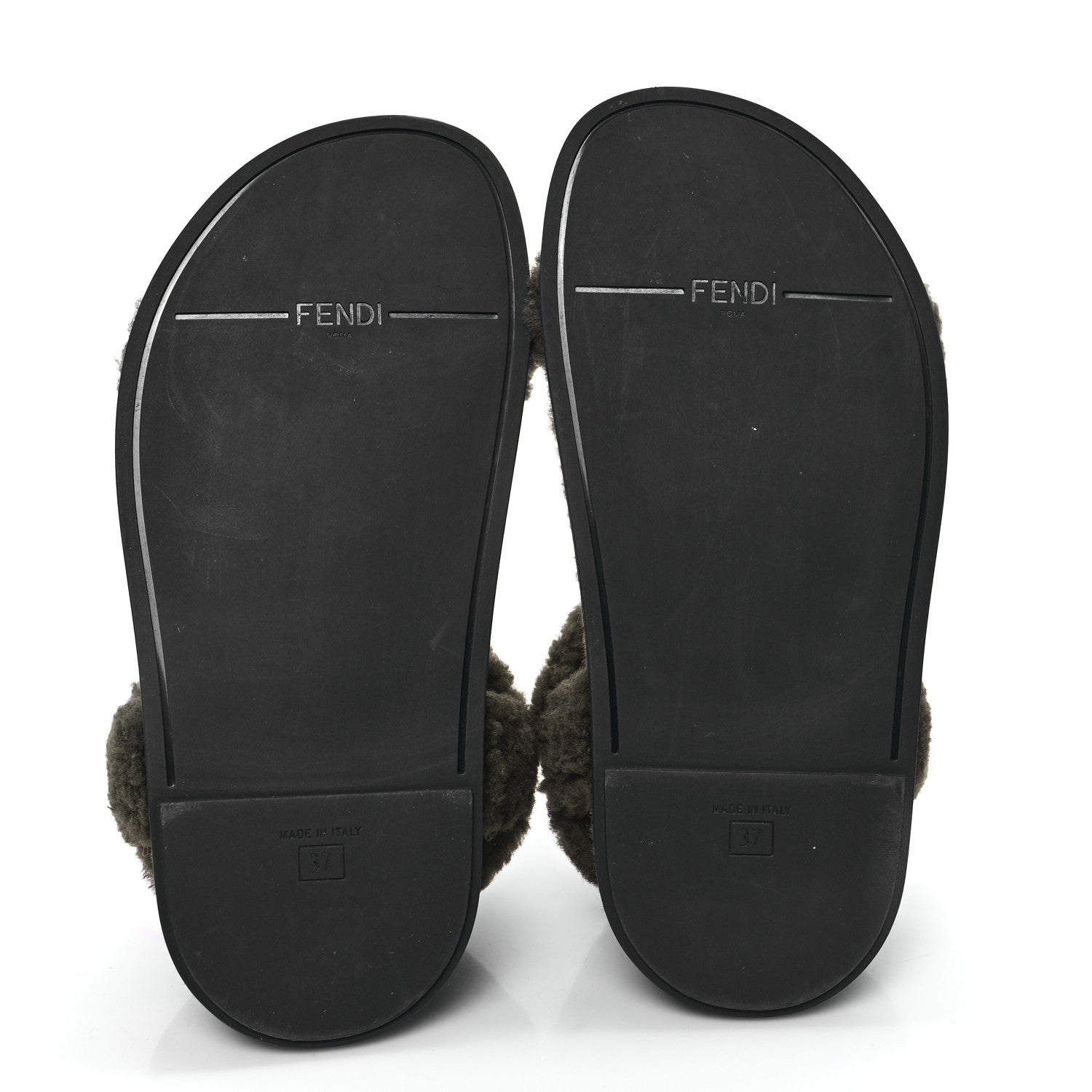 Fendi Shearling FF Fendi Feel Sandals 37 Illinois Military 5 of 8